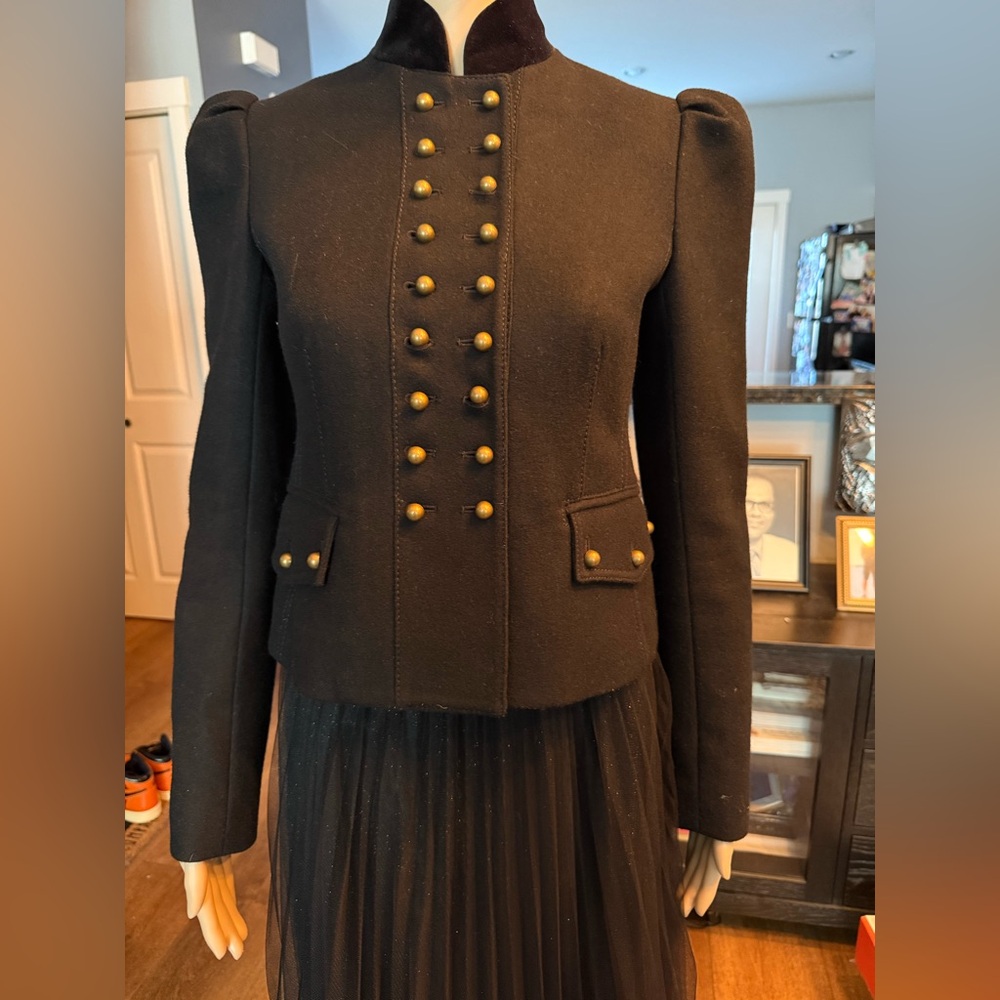 Robert Rodriguez Black Military Style Jacket with Gold Buttons